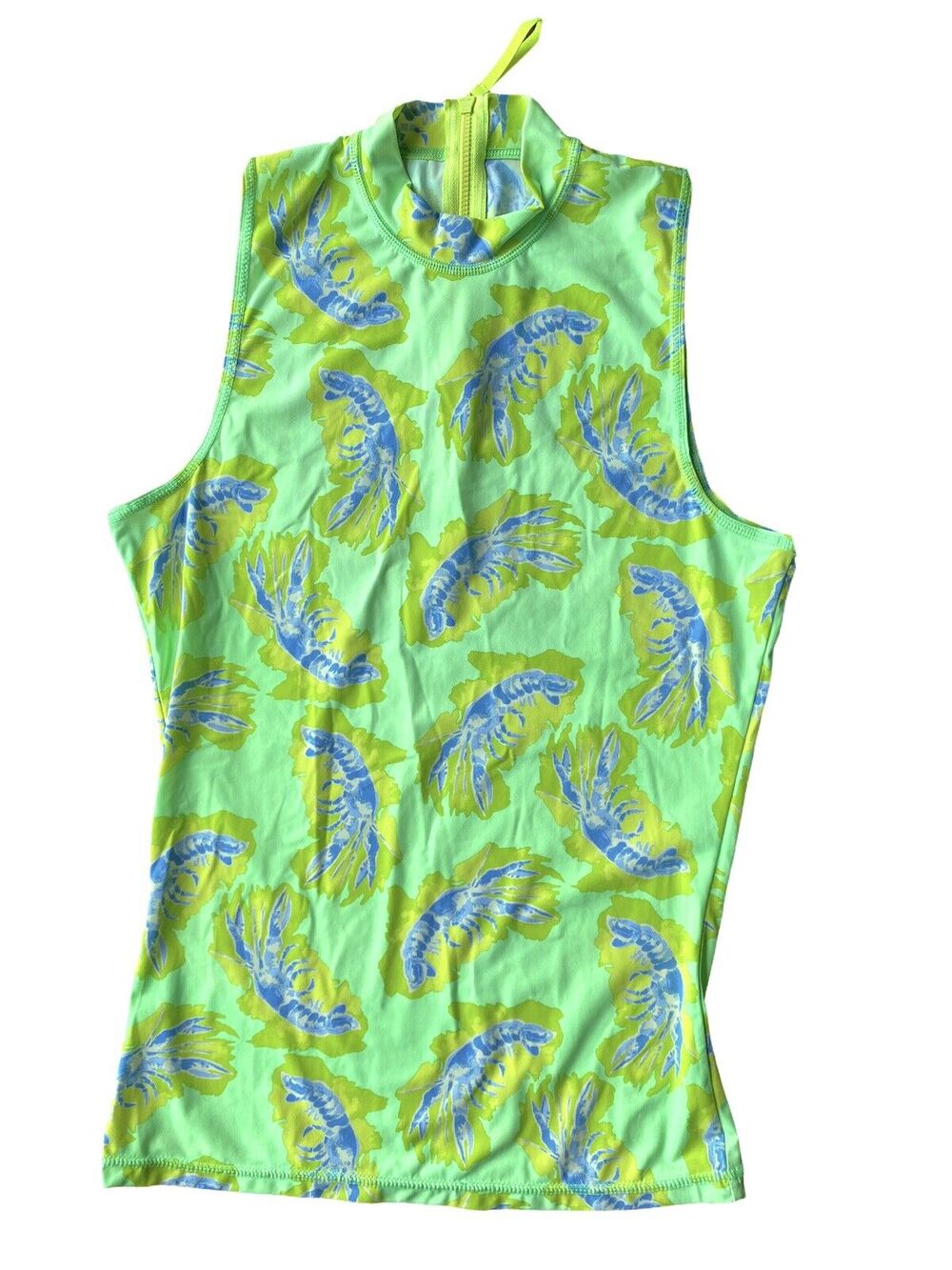 J. CREW Womens' Lobster Green Sleeveless Swim Shirt Rash Guard Size Small